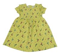 Žluté strukturované puntíkaté šaty s kytičkami Matalan