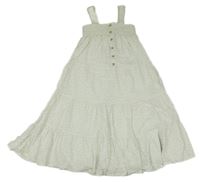 Bílé květované dlouhé šaty se žabičkováním Tu