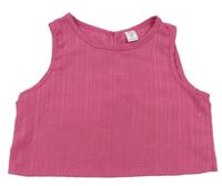 Ružový strukturovaný crop top Shein