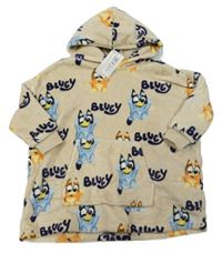 Nové - Béžová chlupatá oversize mikina s Bluey a kapucí M&S