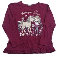 Tmavoružové tričko s jednorožcom a dievčatkom Kiki&Koko