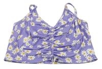 Lila kvetovaný crop top Shein