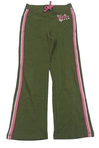 Khaki tepláky s nápisom a prúžkami zn. C&A