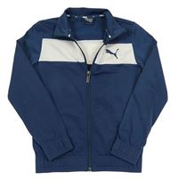 Tmavomodro-biela prepínaci športová mikina s logom PUMA