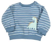 Modro-bílá pruhovaná mikina s dinosaurem M&S