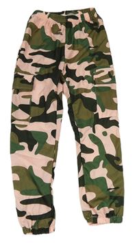 Růžovo-khaki army cargo kalhoty Shein