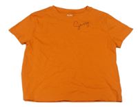 Oranžové crop tričko s nápisom