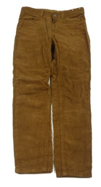 Hnědé manšestrové slim kalhoty H&M