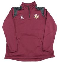 Tmavorůžovo-šedá sportovní mikina s výšivkoiu 