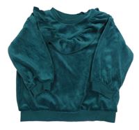 Smaragdová zamatová mikina s volánikom H&M