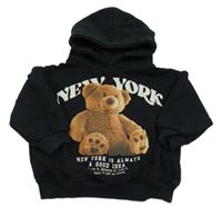 Čierna mikina s medvedíkom a kapucňou Zara