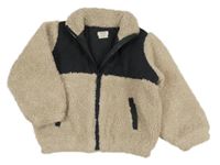 Béžovo-sivá huňato/manšestrová podšitá bunda Mamas&Papas