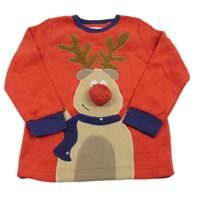 Červeno-tmavomodrá fleecová mikina so sobom