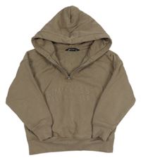 Béžová mikina s nápisom a kapucňou F&F