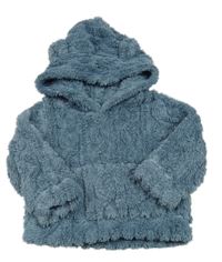 Modrá chlpatá mikina s kapucňou a uškami Shein