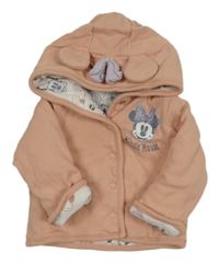 Broskvový bavlněný zateplený kabátek s Minnií a kapucňou Primark