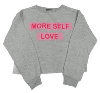 Sivá melírovaná crop mikina s nápisom Primark