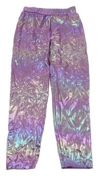 Fialovo-barevné lesklé legíny 