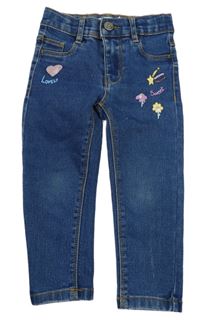 Tmavomodré rifle s kytičkami a flitry Sfera