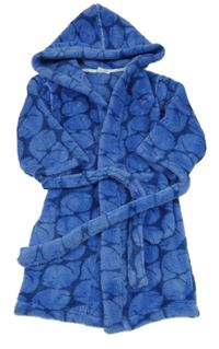 Modro-tmavomodrý vzorovaný chlupatý župan s kapucí a páskem zn Mini Vanilla 