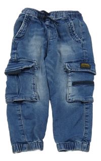 Modré šisované teplákové cuff kalhoty s kapsami Next