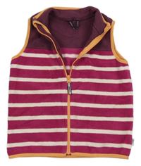 Tmavorůžovo-biela pruhovaná plyšová vesta Jako-o