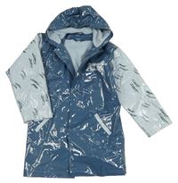 Modro-světlemodrá podšitá pláštěnka s orelom a kapucňou