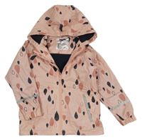 Svetloružová nepromokavá jarná bunda s kapičkami a kapucňou Lupilu