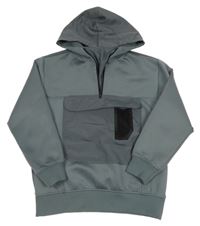 Šedá sportovní mikina s kapsou a kapucí Zara 