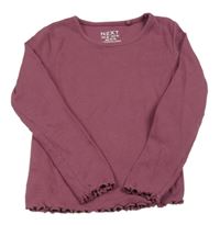 Růžové žebrované triko s kroucenými lemy Next