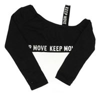 Čierne crop asymetrické tričko s nápismi Iefiel