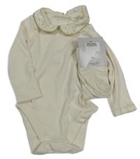 Nové - 2set - Smetanové body s límečkem + punčocháče M&S