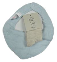 Nové - 2set - Světlemodrý šátek + béžové ponožky George