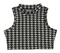 Čierno-biely vzorovaný crop top Shein