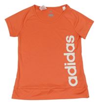 Korálové sportovní funkční tričko s logem Adidas 