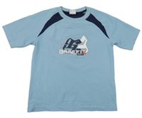 Světlemodro-tmavomodré tričko s potlačou