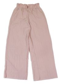 Svetloružové pruhované culottes nohavice Shein