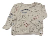 Béžové vzorované tričko s dinosaurami Topomini