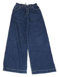 Tmavomodré ľahké wide leg rifle Zara