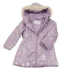 Lila šusťáková zimní parka s Frozen a kapucí Disney