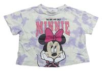 Bielo-fialové batikované crop tričko s Minnie zn. H&M