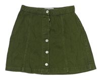 Khaki rifľová prepínaci sukňa New Look