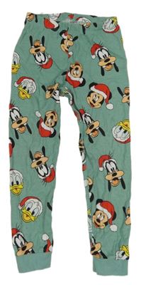 Olivovošedé pyžamové kalhoty s Mickey s kamarády a vánočním motivem H&M