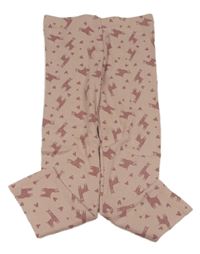 Staroružové rebrované legíny s lamami a srdiečkami zn. IDENTIC Nature