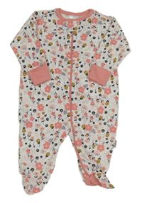 Smetanovo-růžový overal s kytičkami a duhami Gerber