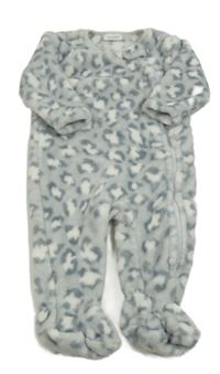 Svetlošedá -bielo-sivá vzorovaná plyšová kombinéza Next