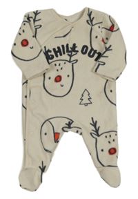 Svetlobéžový fleecový overal so sobmi a tučňáčky George