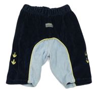 Tmavomodro-svetlomodré zamatové tepláky so šipkami