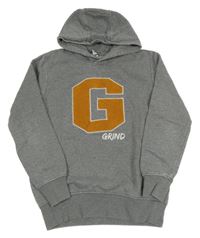 Šedá melírovaná mikina s písmenkem a kapucí YIGGA