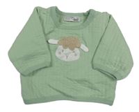 Svetlozelená rebrovaná vyteplená mikina s ovečkou Ergee